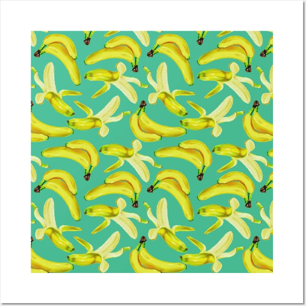 Cute Ripe Yellow Banana Nature Tropical Fruit Pattern Gift Wall Art by Freid